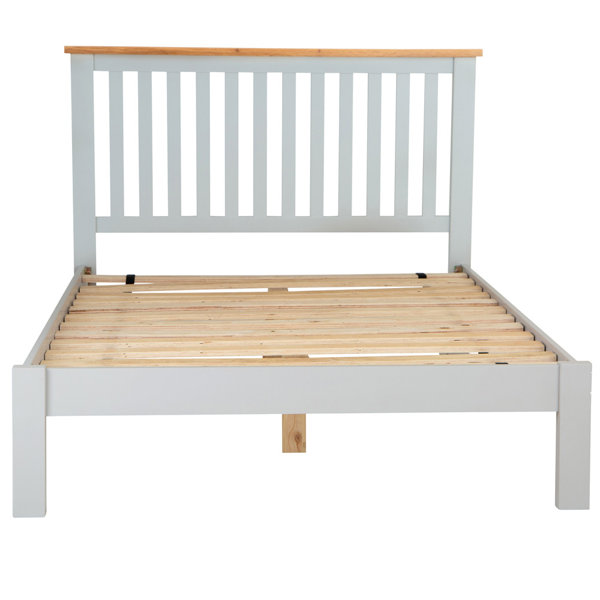 Rosalind Wheeler Anora Light Grey Wood Bed Frame With Slatted Headboard